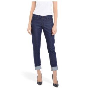Mott & Bow Boyfriend Jeans Dark Wash Zip Fly Contrast Cuff